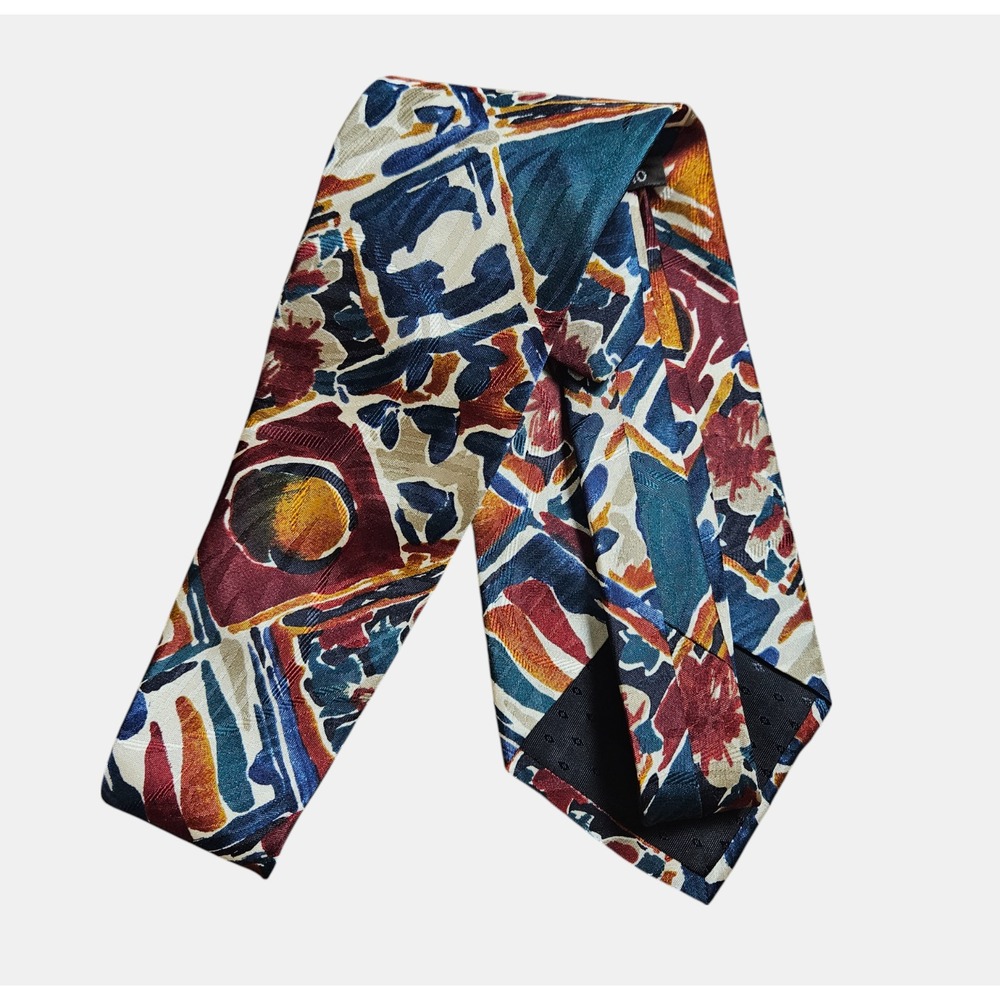 Mario Valentino Mens Silk Abstract Neck Tie‎ Art To Wear Statement Retro NWT